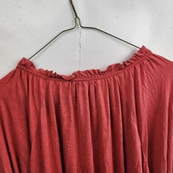 CABLE & Gauge Womens BOHO Top Size 1X Orange Lace Accent Balloon Sleeve Peasant - Picture 7 of 8